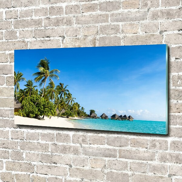 Printed glass wall art Beach in the caribbean