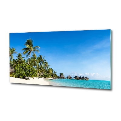 Printed glass wall art Beach in the caribbean