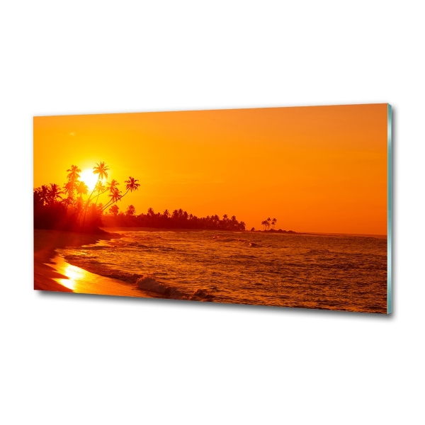 Printed glass wall art Sunset beach