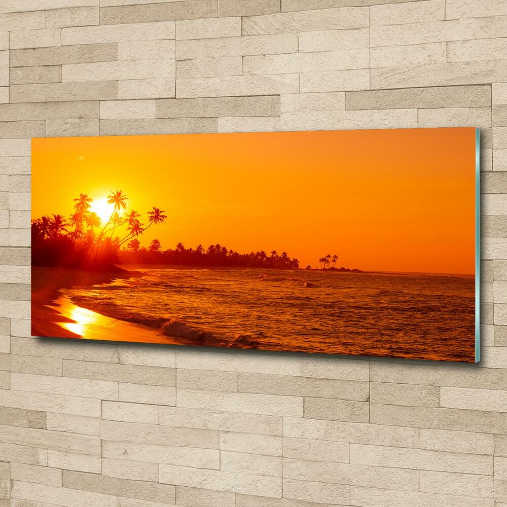 Printed glass wall art Sunset beach