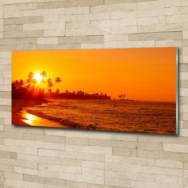 Printed glass wall art Sunset beach