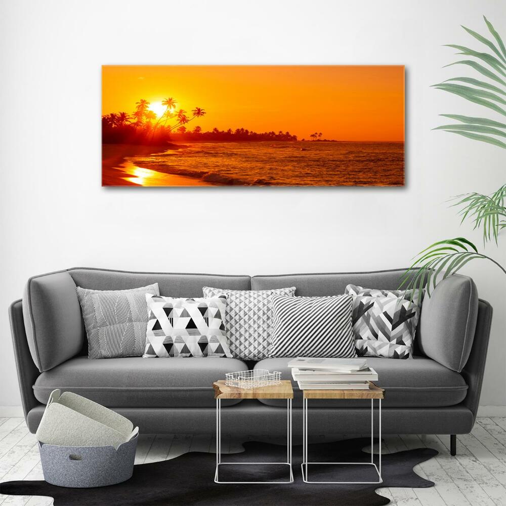 Printed glass wall art Sunset beach