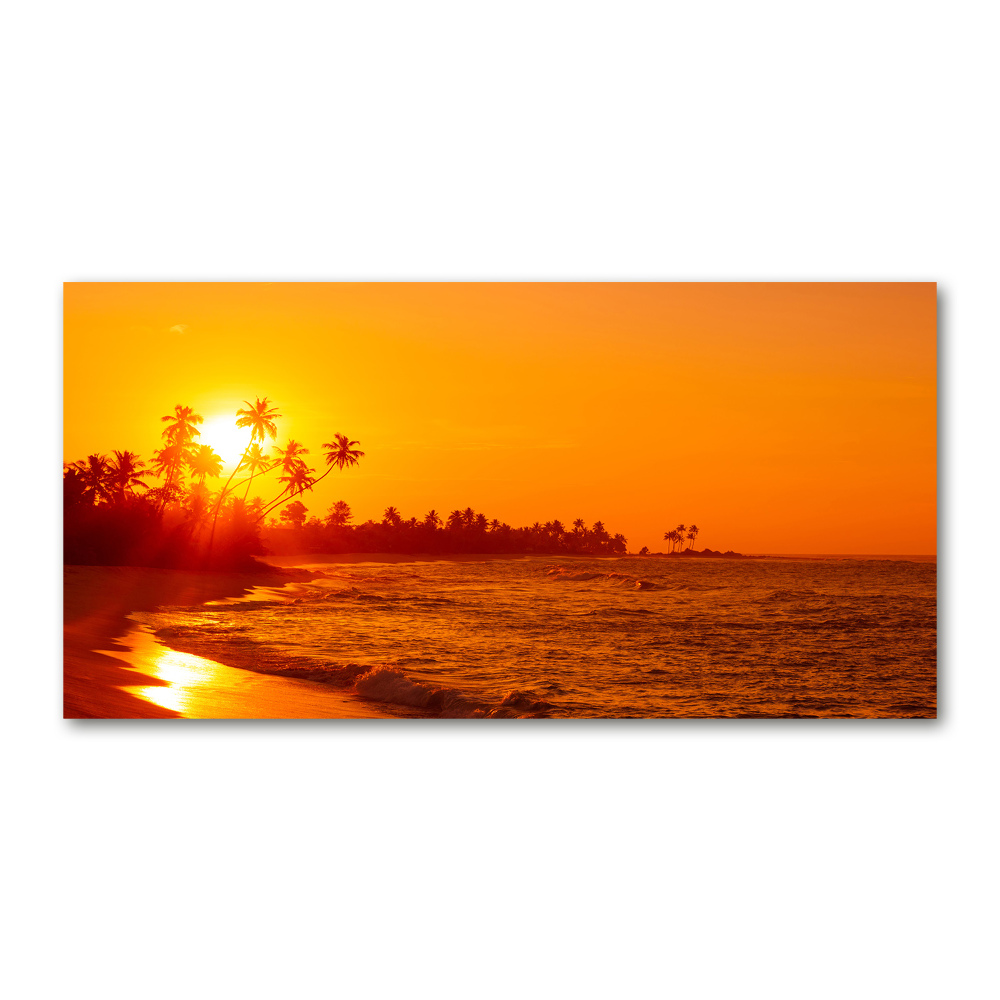 Printed glass wall art Sunset beach