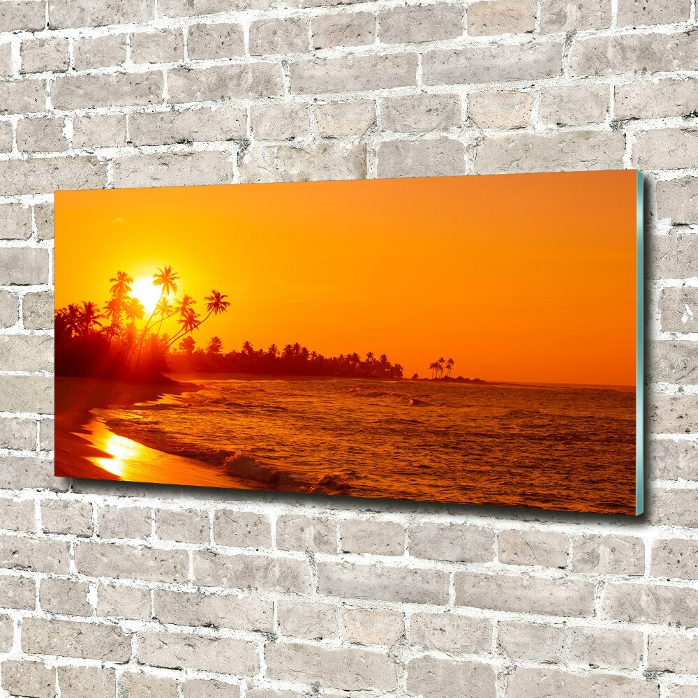 Printed glass wall art Sunset beach