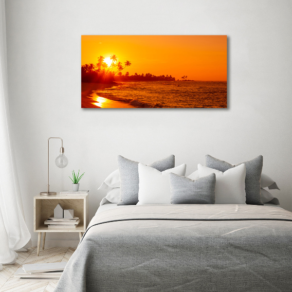 Printed glass wall art Sunset beach