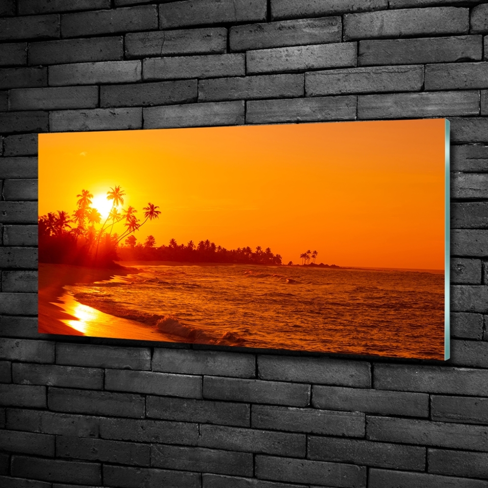 Printed glass wall art Sunset beach