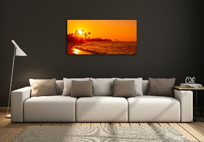 Printed glass wall art Sunset beach