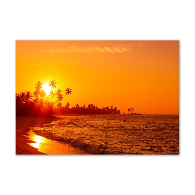 Printed glass wall art Sunset beach