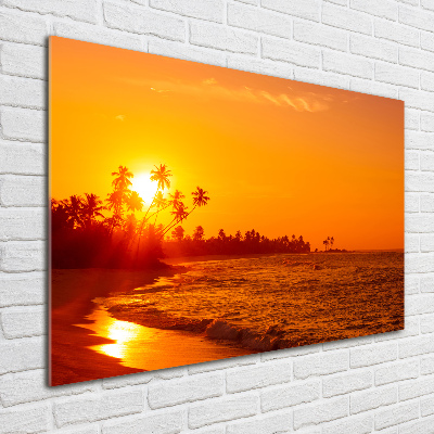 Printed glass wall art Sunset beach