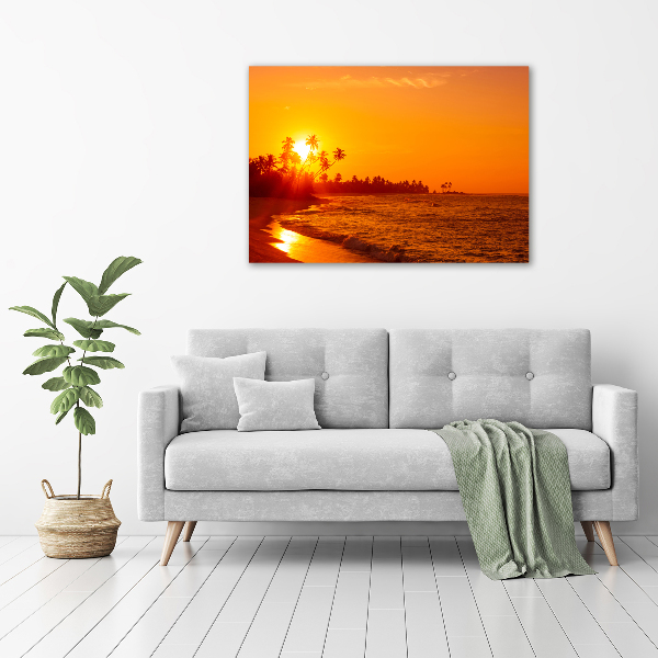 Printed glass wall art Sunset beach