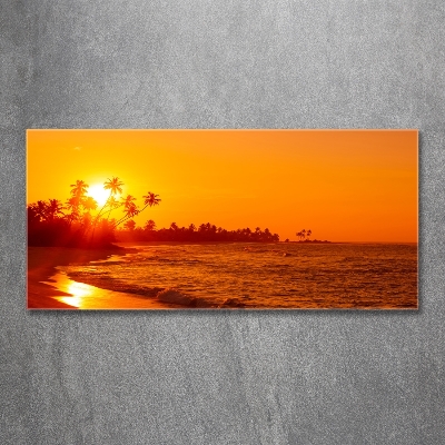 Printed glass wall art Sunset beach