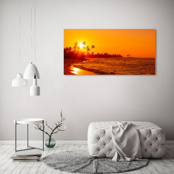 Printed glass wall art Sunset beach