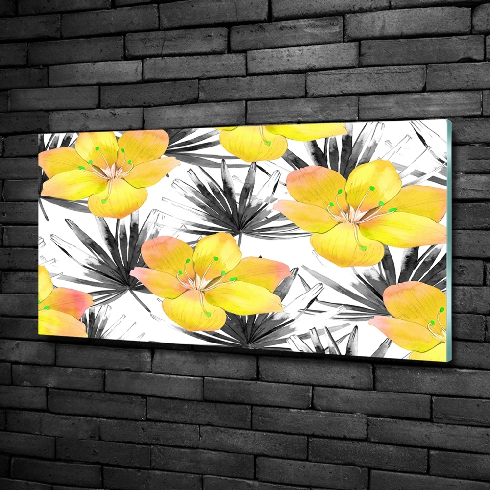 Photo printed on glass Tropical flowers