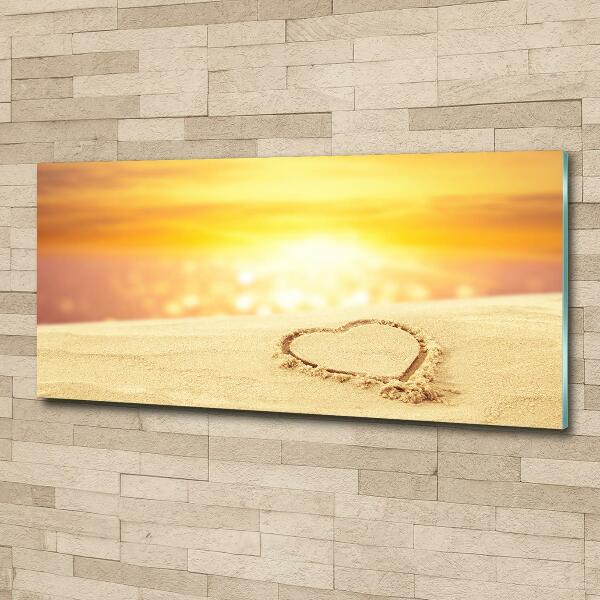 Glass wall art large Heart in the sand