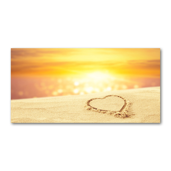 Glass wall art large Heart in the sand