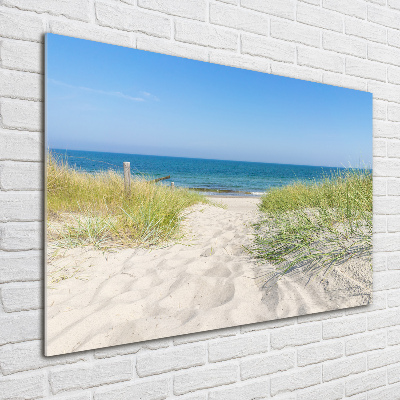 Glass wall art large Coastal dunes