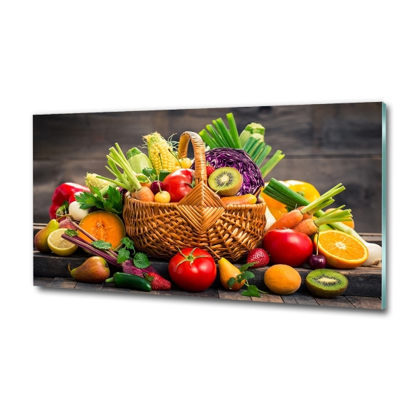 Wall art on glass Fruit vegetable basket