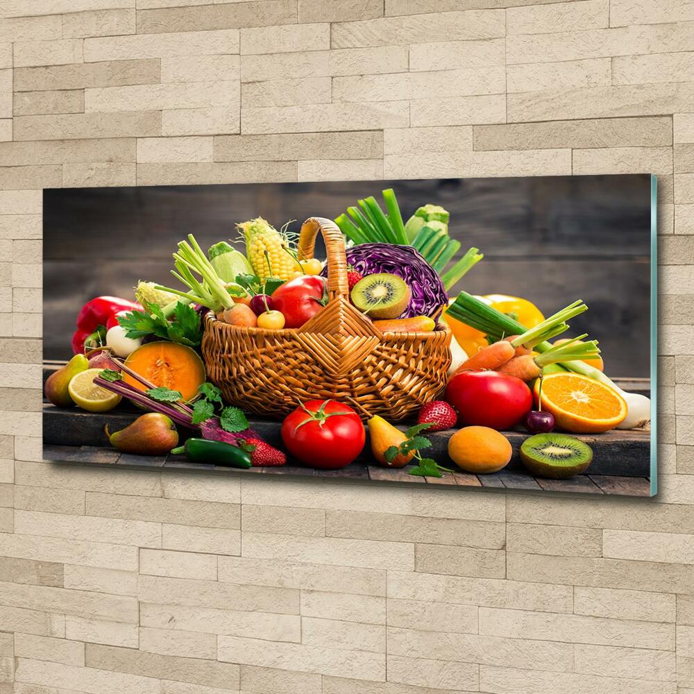 Wall art on glass Fruit vegetable basket