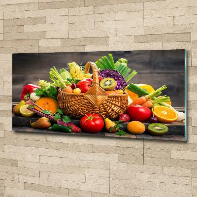 Wall art on glass Fruit vegetable basket