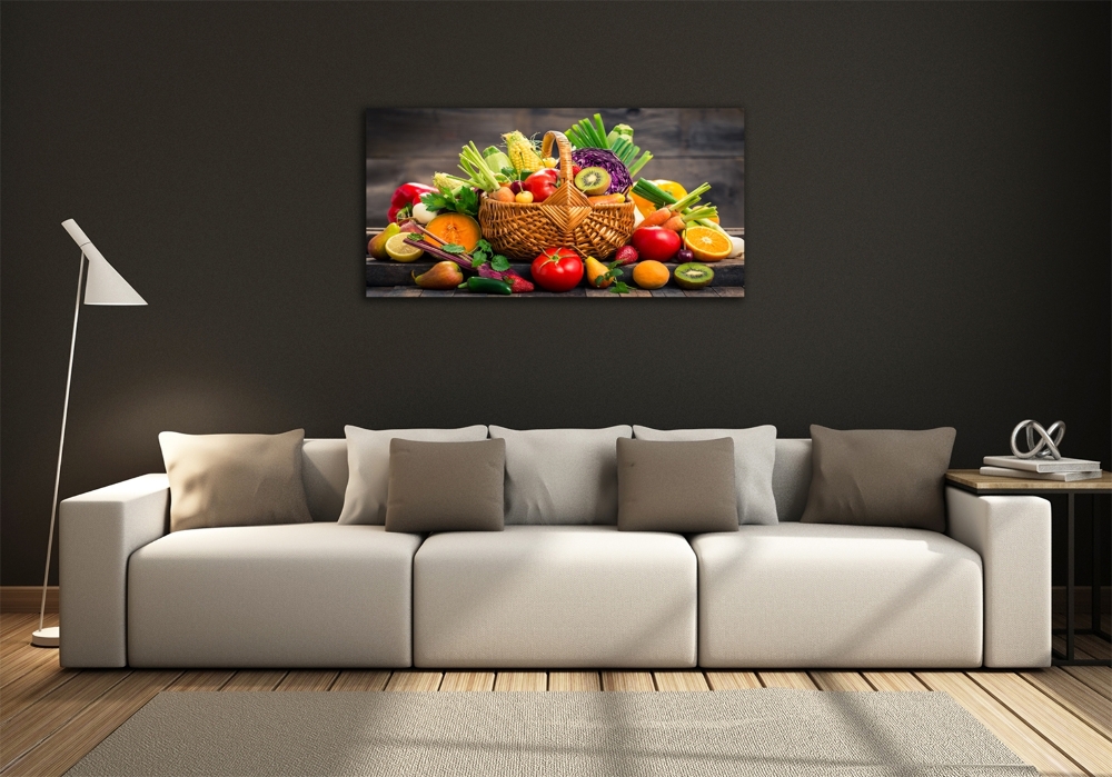 Wall art on glass Fruit vegetable basket