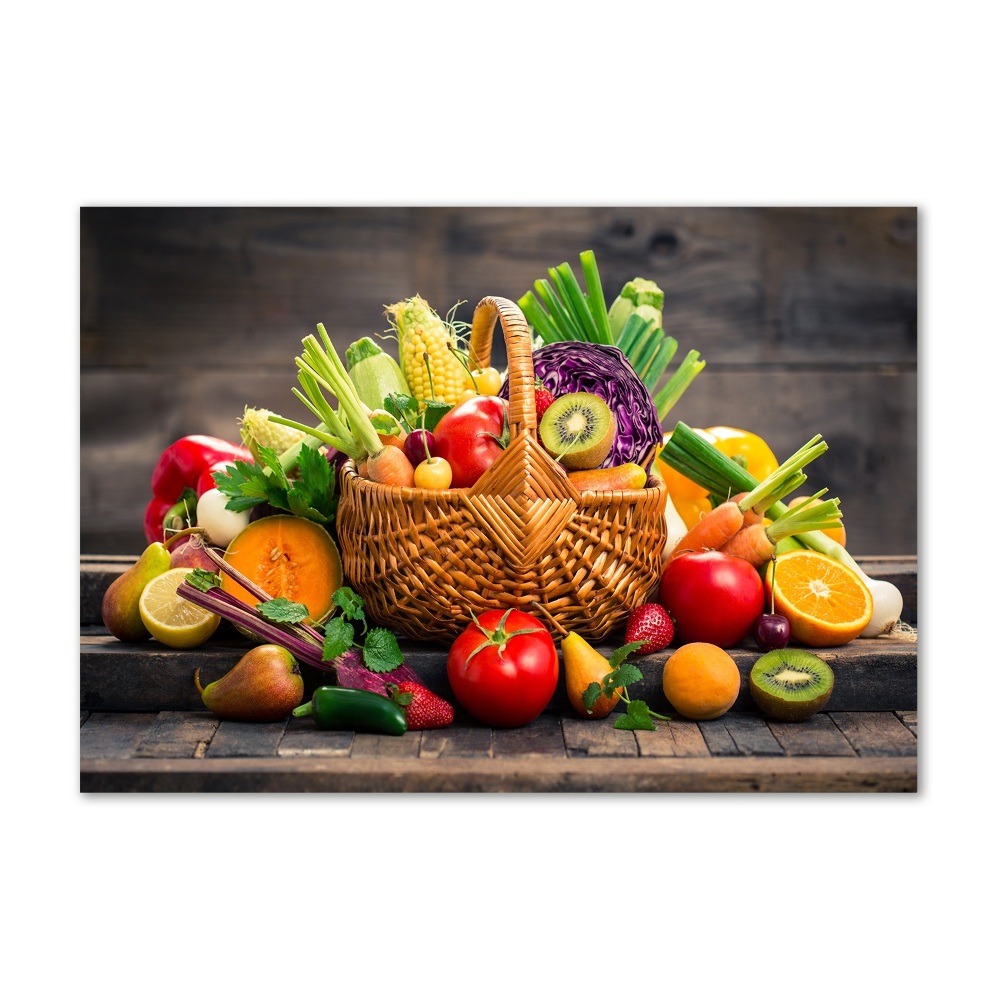 Wall art on glass Fruit vegetable basket