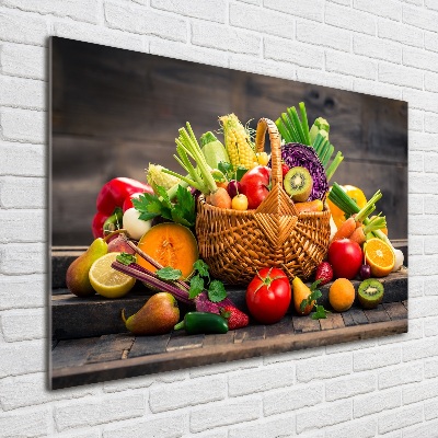 Wall art on glass Fruit vegetable basket