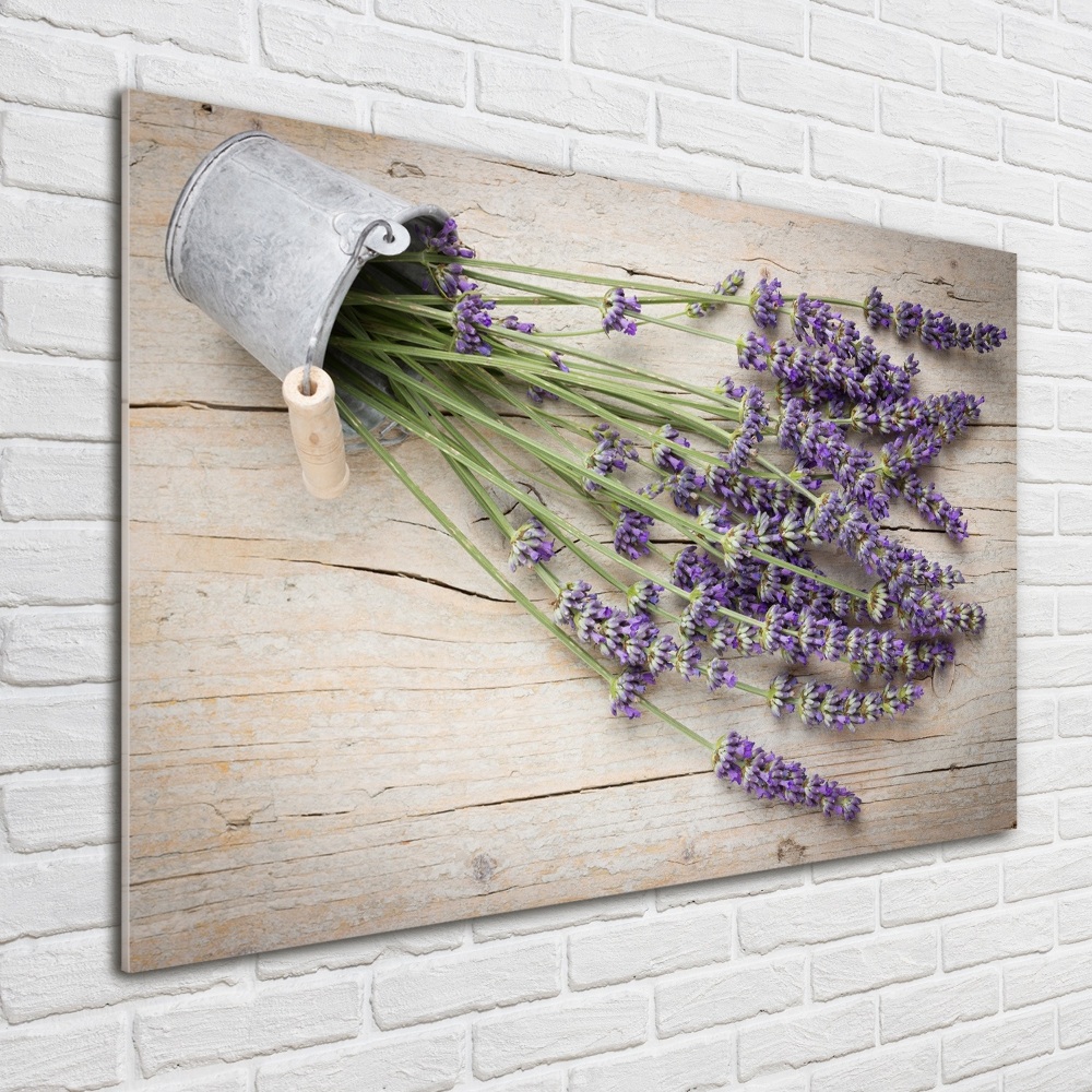 Wall art on glass Lavender in a pot