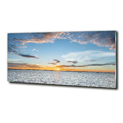 Glass wall art large Twilight by the sea