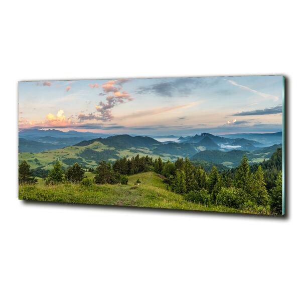 Glass wall art large Panorama of the pieniny