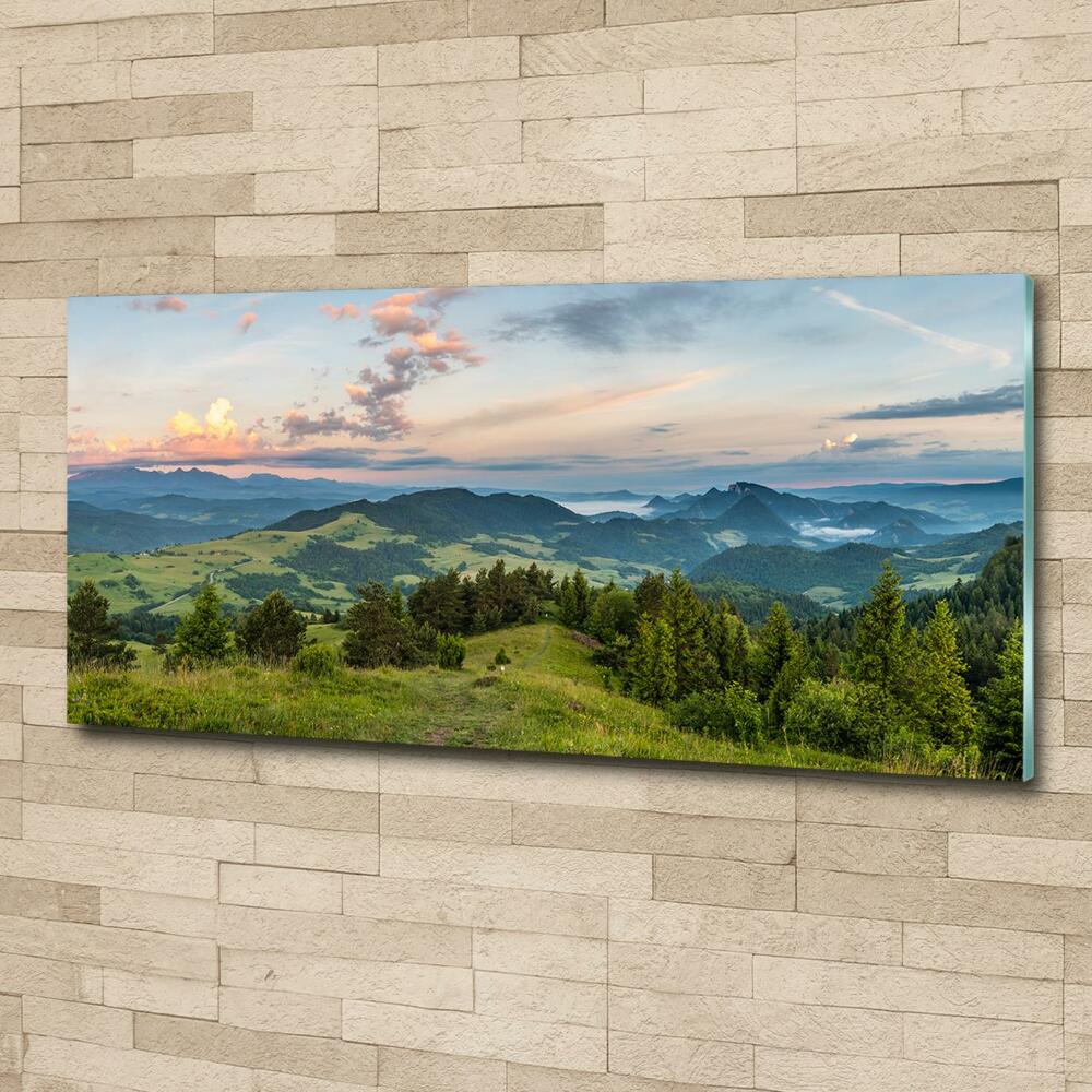 Glass wall art large Panorama of the pieniny