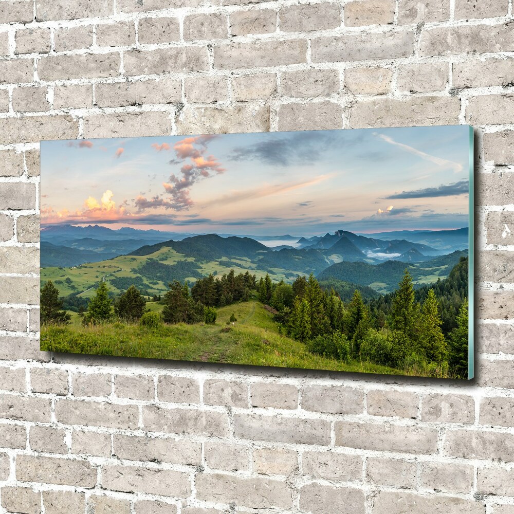 Glass wall art large Panorama of the pieniny