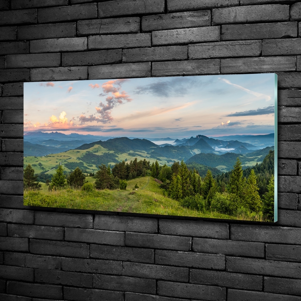 Glass wall art large Panorama of the pieniny