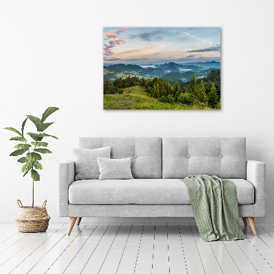 Glass wall art large Panorama of the pieniny