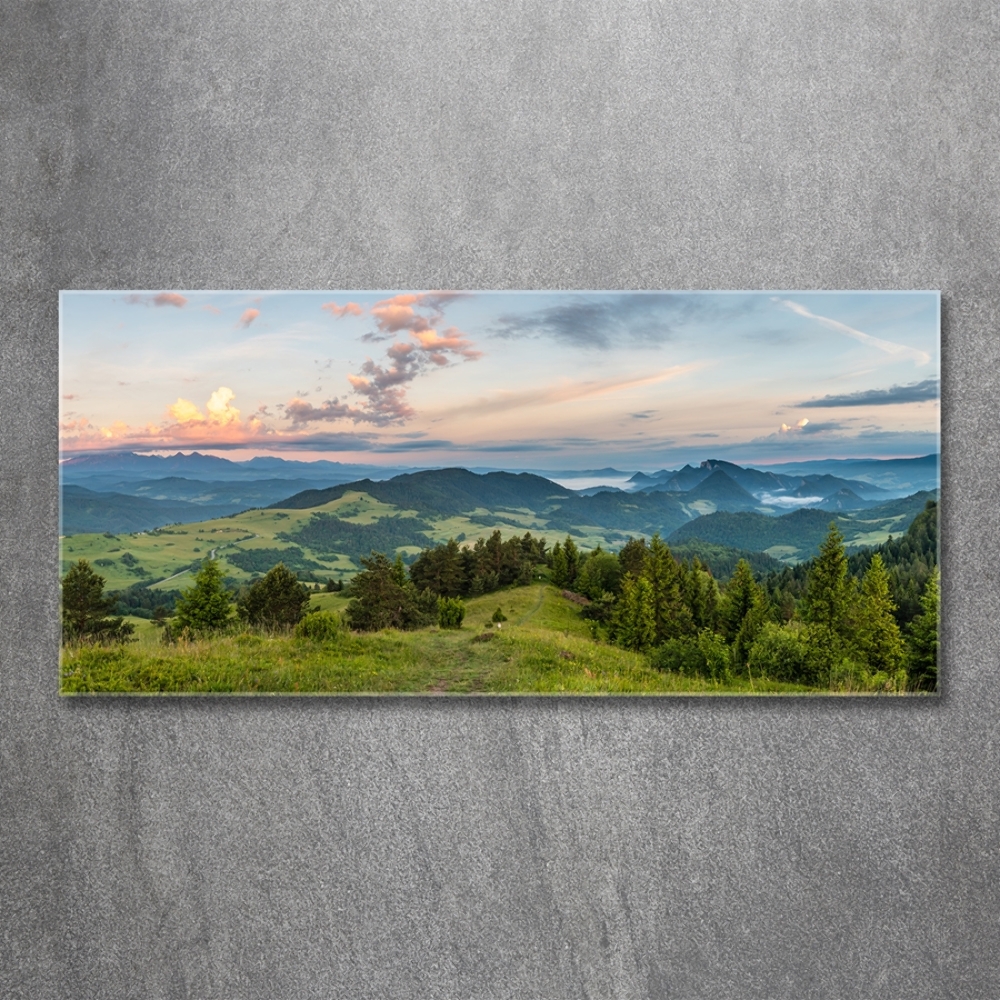 Glass wall art large Panorama of the pieniny