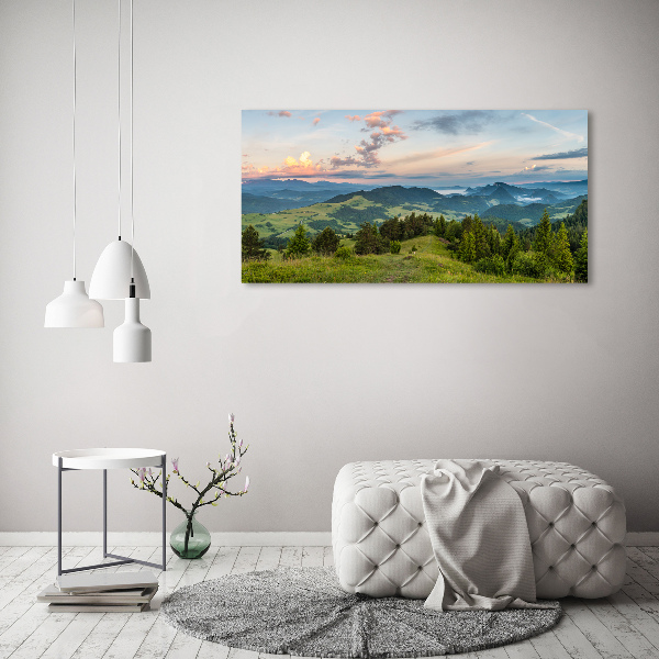 Glass wall art large Panorama of the pieniny