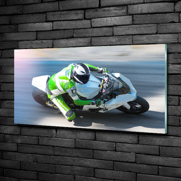 Glass wall art Motorcycle race