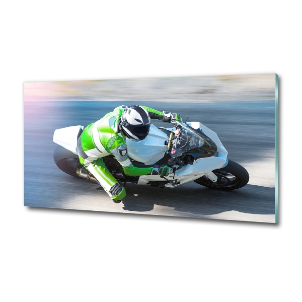 Glass wall art Motorcycle race