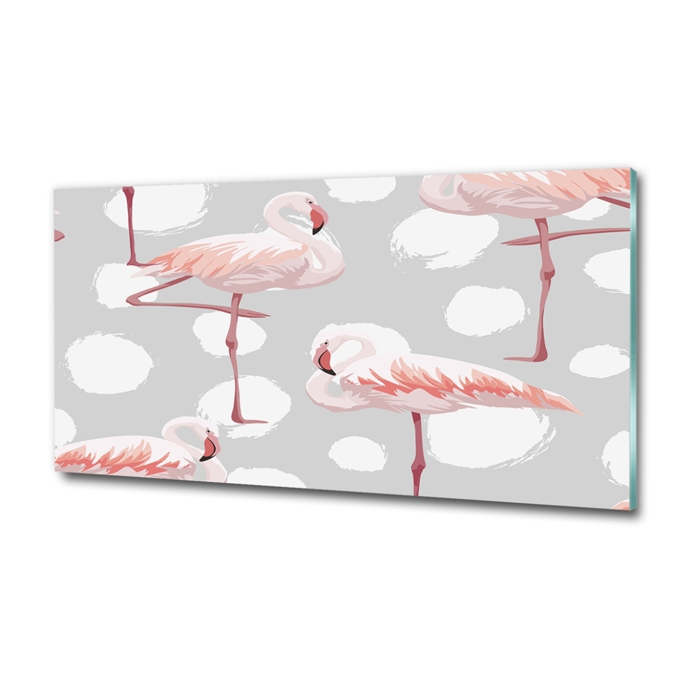 Wall art on glass Flamingos