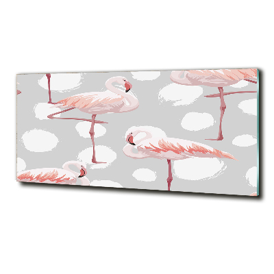 Wall art on glass Flamingos