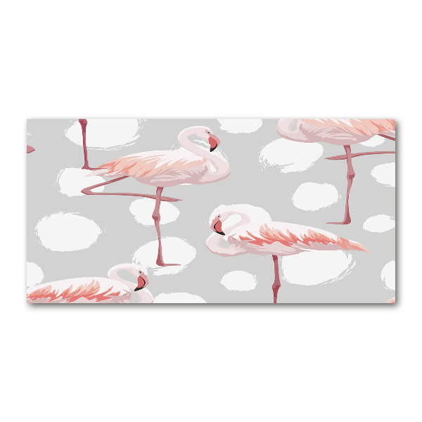 Wall art on glass Flamingos