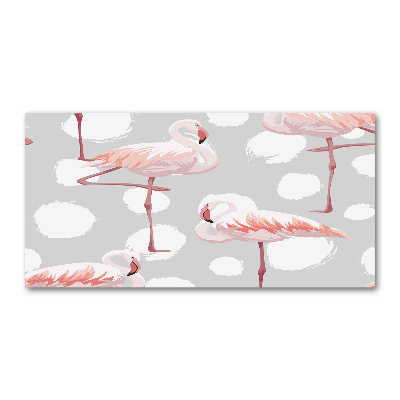 Wall art on glass Flamingos