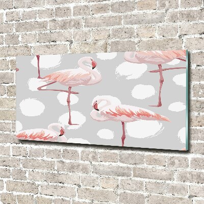 Wall art on glass Flamingos