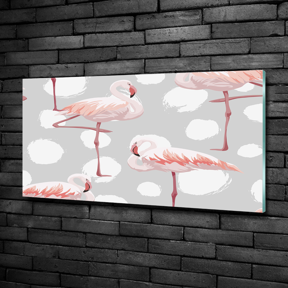 Wall art on glass Flamingos