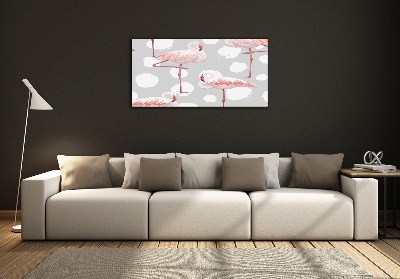 Wall art on glass Flamingos