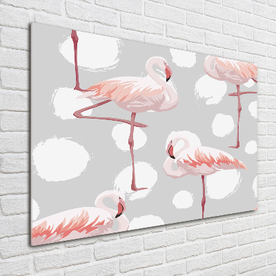 Wall art on glass Flamingos