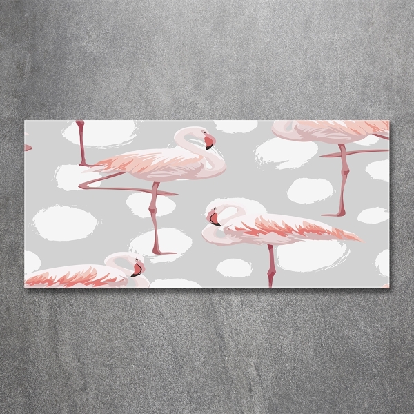 Wall art on glass Flamingos