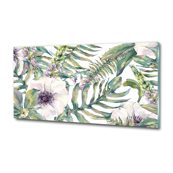 Photo printed on glass Ferns and flowers