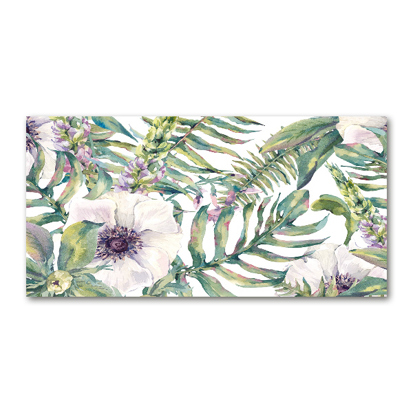 Photo printed on glass Ferns and flowers