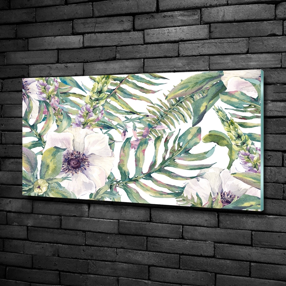 Photo printed on glass Ferns and flowers