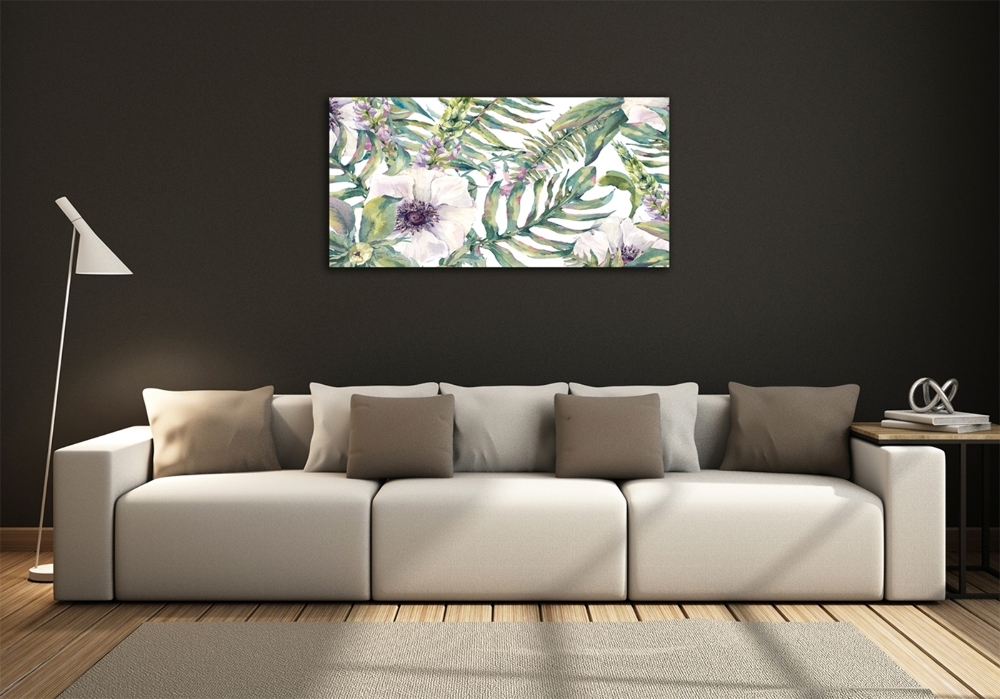 Photo printed on glass Ferns and flowers